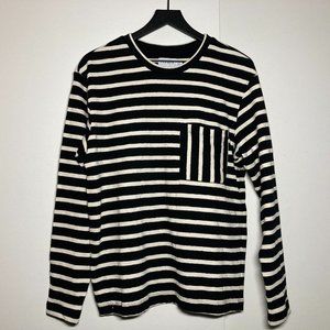 Topman Stripped boxy pocket tee in Black and White